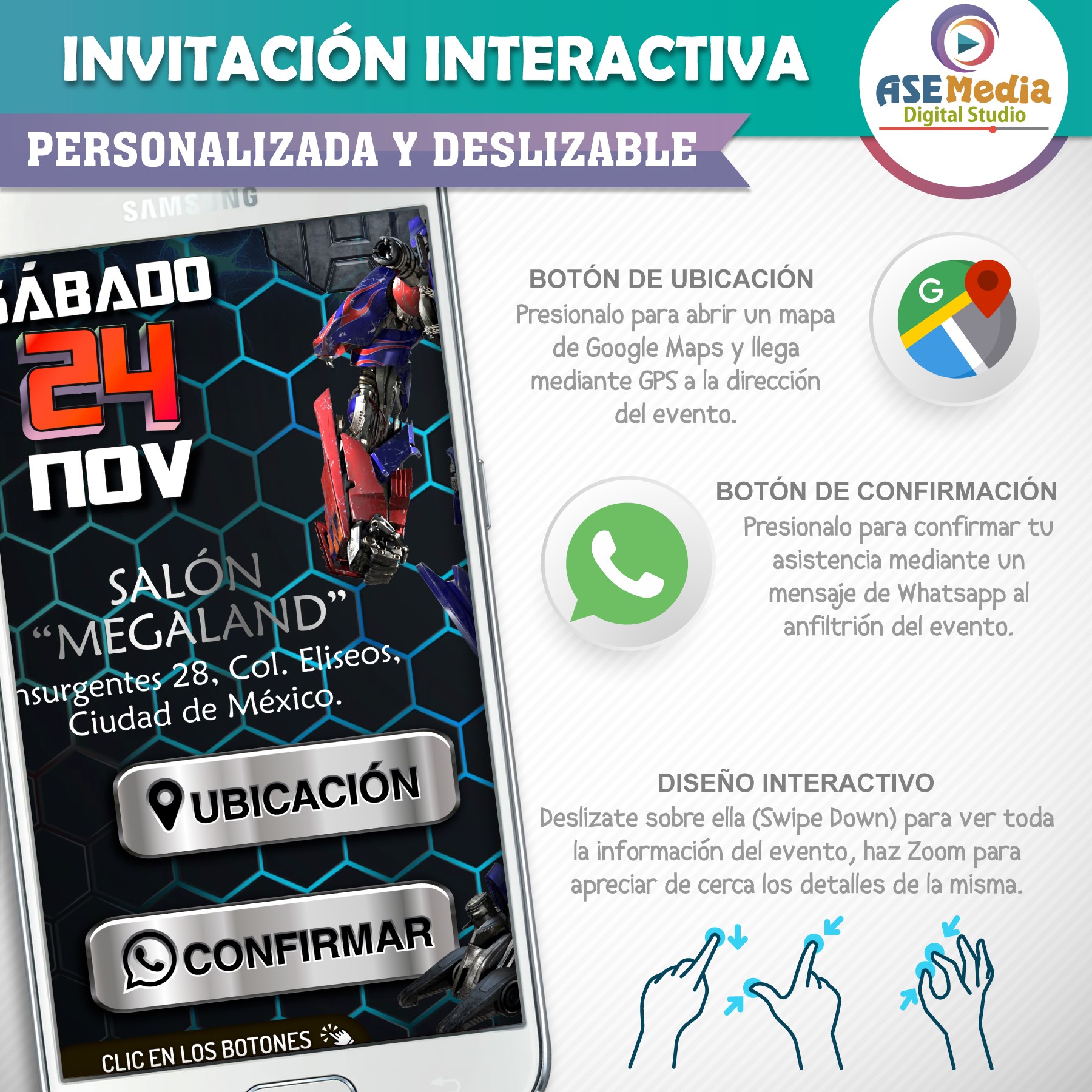 Transformers Optimus Prime – Invitación Interactiva de Cumpleaños para WhatsApp
