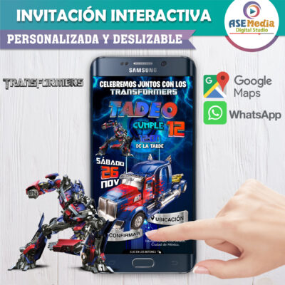 Transformers Optimus Prime 02 – Invitación Interactiva de Cumpleaños para WhatsApp