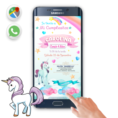 Unicornio – Invitación Interactiva de Cumpleaños para WhatsApp