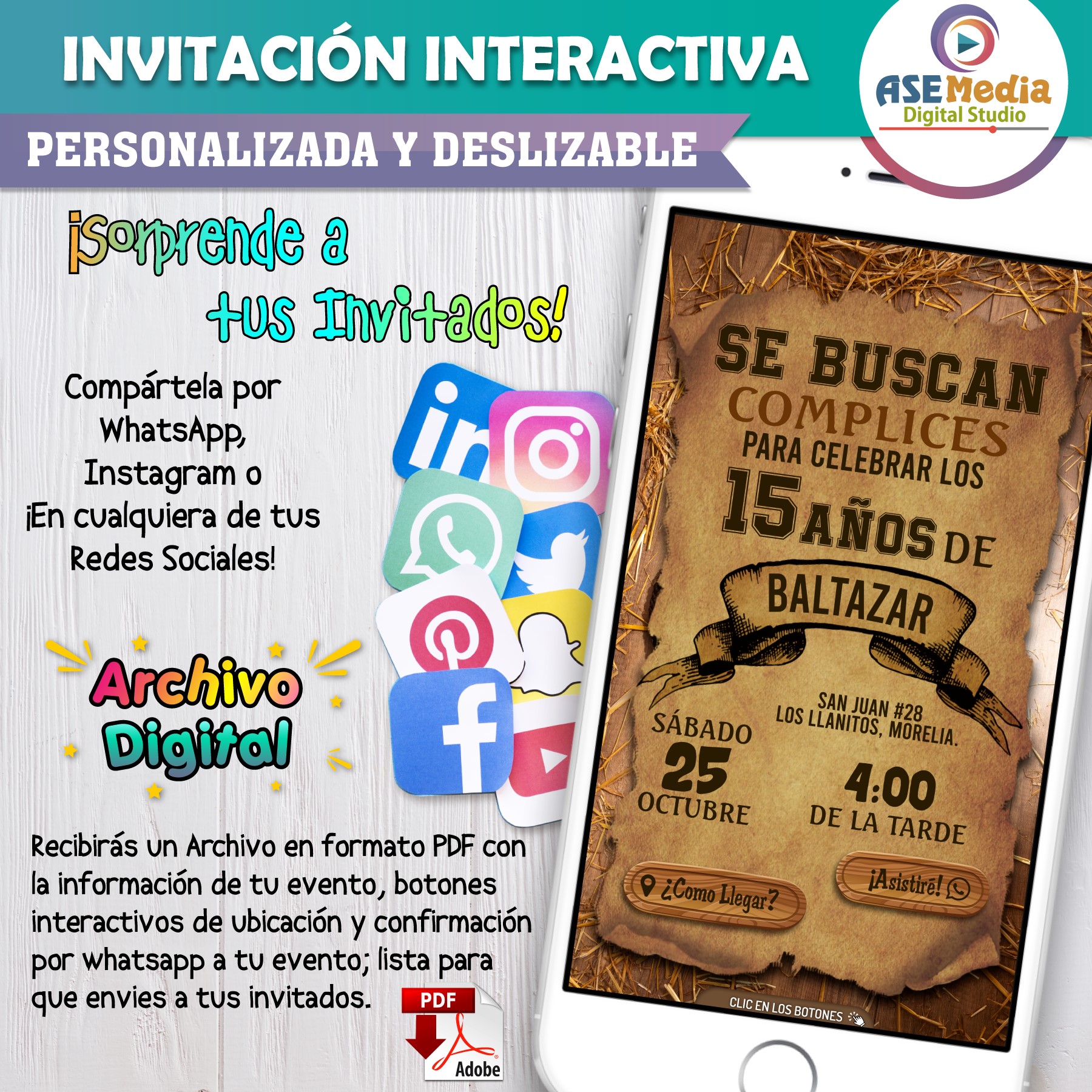 Los Vengadores – Invitación Interactiva de Cumpleaños para WhatsApp