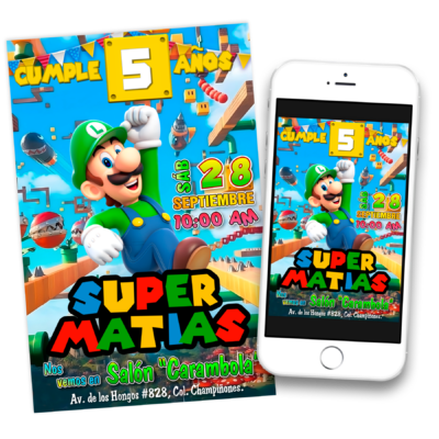 Luigi Invitación Digital de Cumpleaños