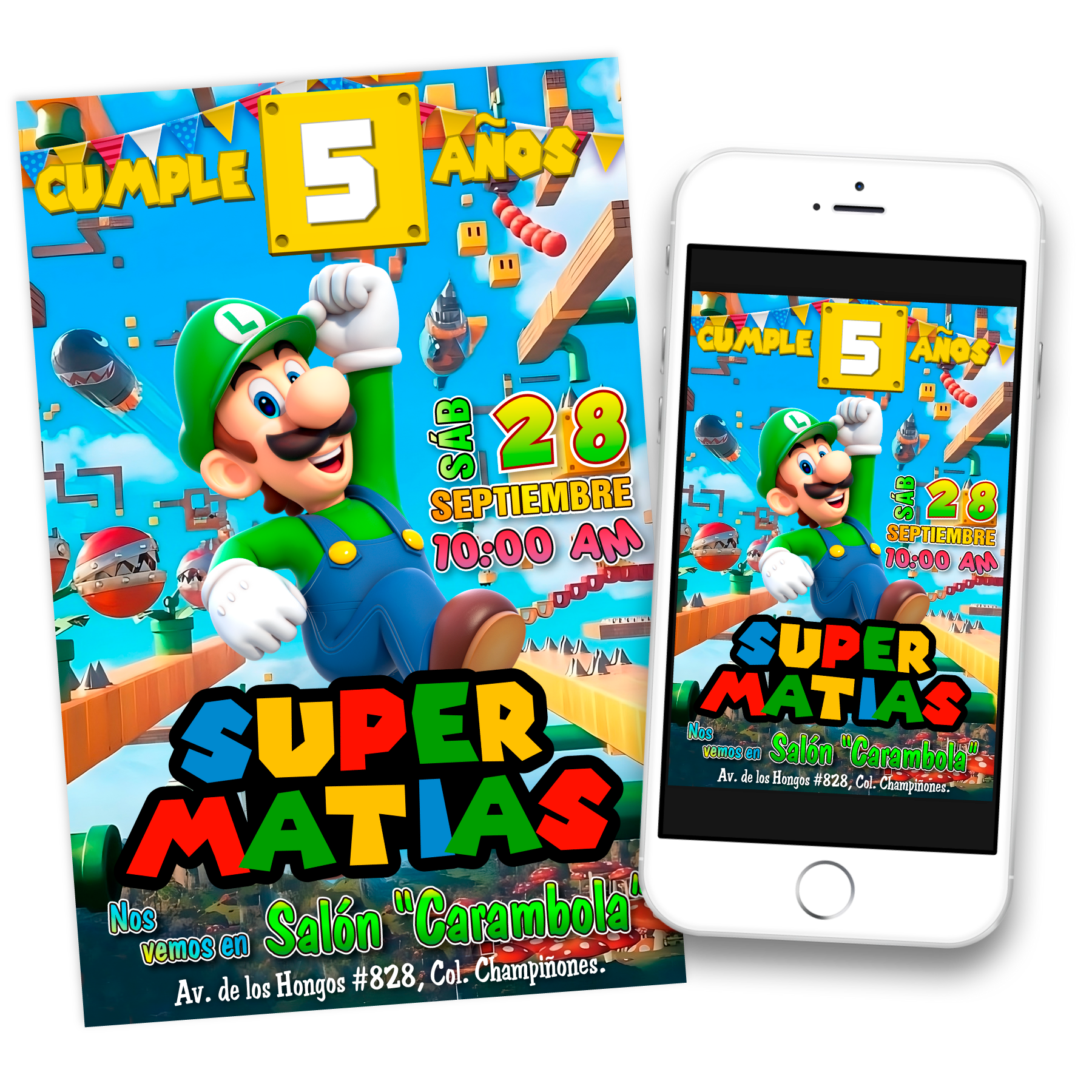 Luigi Invitación Digital de Cumpleaños