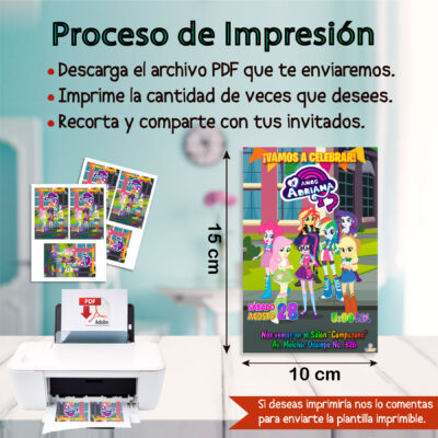 My Little Pony Equestria Girls Invitación Digital de Cumpleaños