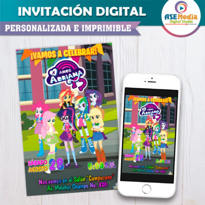 My Little Pony Equestria Girls Invitación Digital de Cumpleaños
