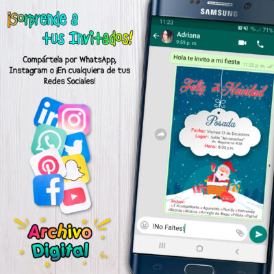 Posada Navideña Invitación Digital de Cumpleaños