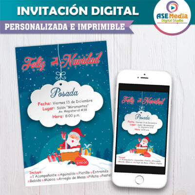Posada Navideña Invitación Digital de Cumpleaños