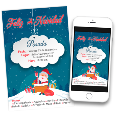 Posada Navideña Invitación Digital de Cumpleaños