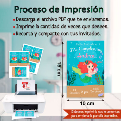 Sirenita Invitación Digital de Cumpleaños