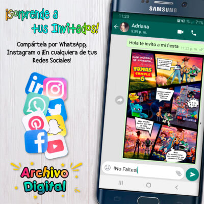Toy Story Estilo Comic Invitación Digital de Cumpleaños
