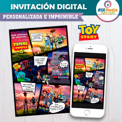 Toy Story Estilo Comic Invitación Digital de Cumpleaños