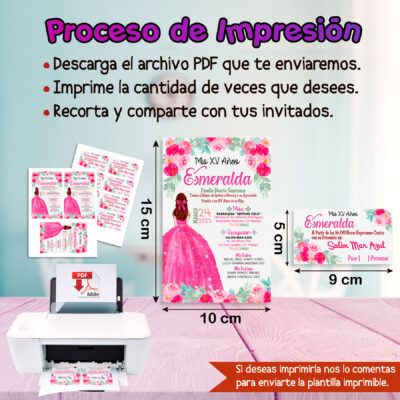 Mis XV Años Rosa Fucsia Invitación Digital