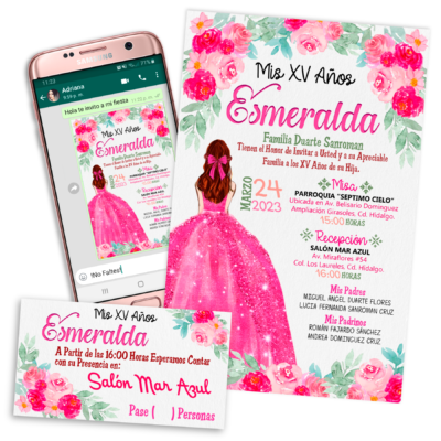 Mis XV Años Rosa Fucsia Invitación Digital