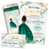Mis XV Años Verde Esmeralda Invitación Digital