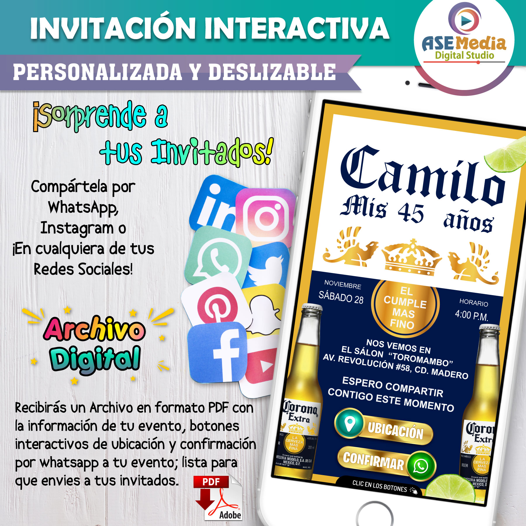 Joystick XBOX 360 – Invitación Interactiva de Cumpleaños para WhatsApp