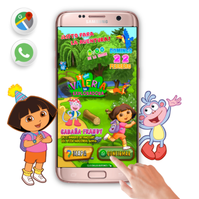 Dora la Exploradora – Invitación Interactiva de Cumpleaños para WhatsApp