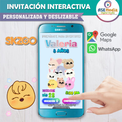 KPOP, Stray Kids Zoo – Invitación Interactiva de Cumpleaños para WhatsApp
