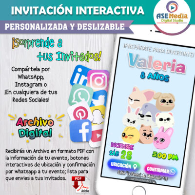 KPOP, Stray Kids Zoo – Invitación Interactiva de Cumpleaños para WhatsApp