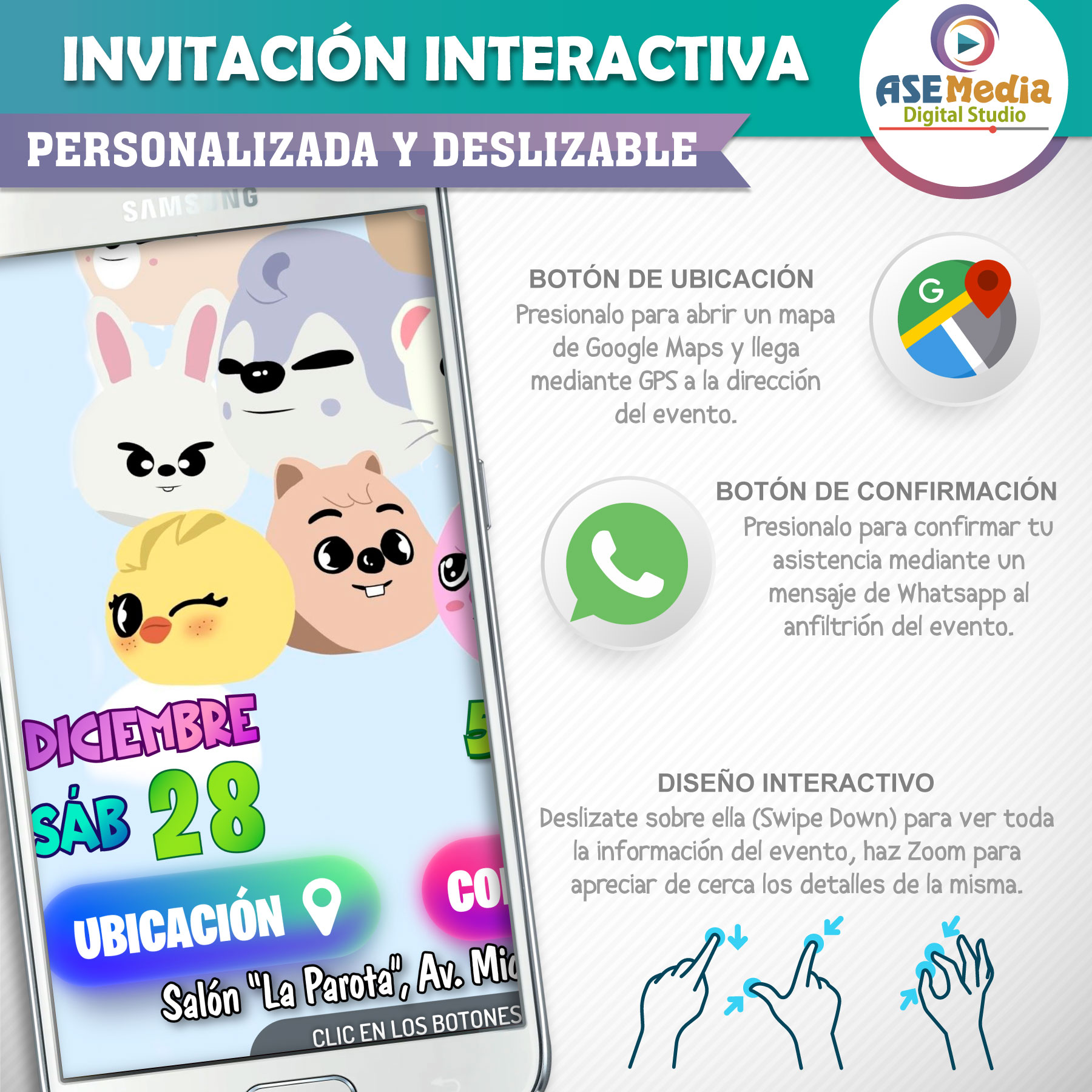 KPOP, Stray Kids Zoo – Invitación Interactiva de Cumpleaños para WhatsApp