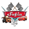 Cars, Rayo McQueen y Mate Logo Personalizado con Nombre para Cumpleaños Mod. 02