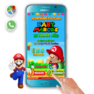 Baby Mario Bros – Invitación Interactiva de Cumpleaños para WhatsApp