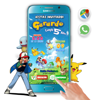 Pokémon ¡Atrápalos ya! – Invitación Interactiva de Cumpleaños para WhatsApp