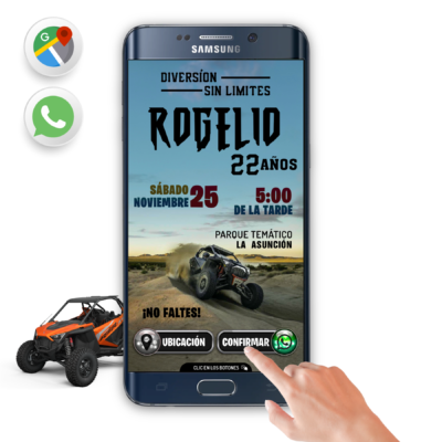 Polaris RZR – Invitación Interactiva de Cumpleaños para WhatsApp