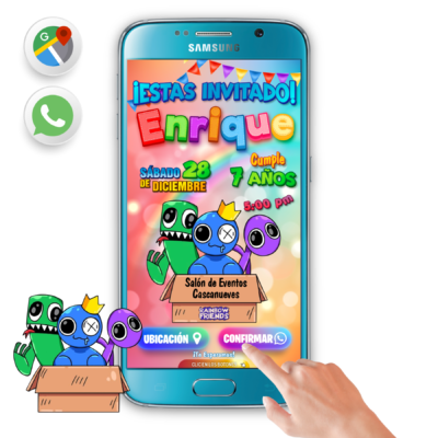 Baby Rainbow Friends – Invitación Interactiva de Cumpleaños para WhatsApp