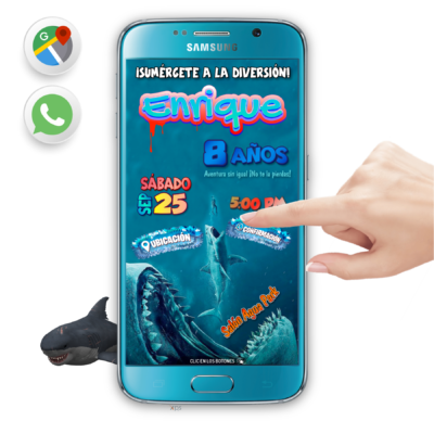 Megalodón Tiburón – Invitación Interactiva de Cumpleaños para WhatsApp