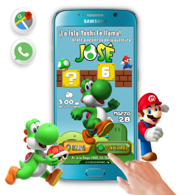 Yoshi Mario Bros – Invitación Interactiva de Cumpleaños para WhatsApp