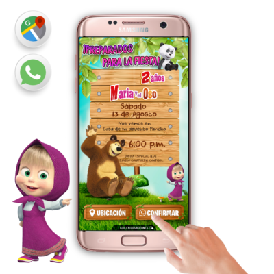 Masha y el Oso 02 – Invitación Interactiva de Cumpleaños para WhatsApp