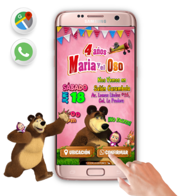 Masha y el Oso 03 – Invitación Interactiva de Cumpleaños para WhatsApp