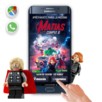 LEGO Los Vengadores – Invitación Interactiva de Cumpleaños para WhatsApp