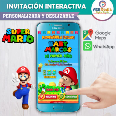Yoshi Mario Bros – Invitación Interactiva de Cumpleaños para WhatsApp