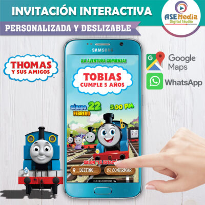 Thomas y sus Amigos – Invitación Interactiva de Cumpleaños para WhatsApp