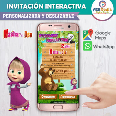 Masha y el Oso 03 – Invitación Interactiva de Cumpleaños para WhatsApp