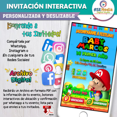 Yoshi Mario Bros – Invitación Interactiva de Cumpleaños para WhatsApp