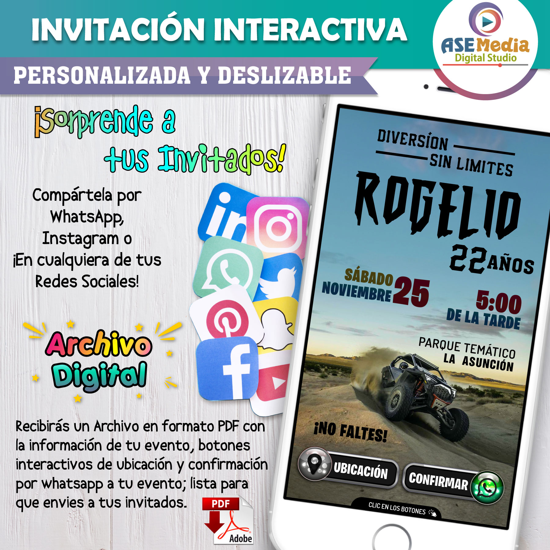 Baby Rainbow Friends – Invitación Interactiva de Cumpleaños para WhatsApp