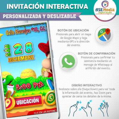 Yoshi Mario Bros – Invitación Interactiva de Cumpleaños para WhatsApp