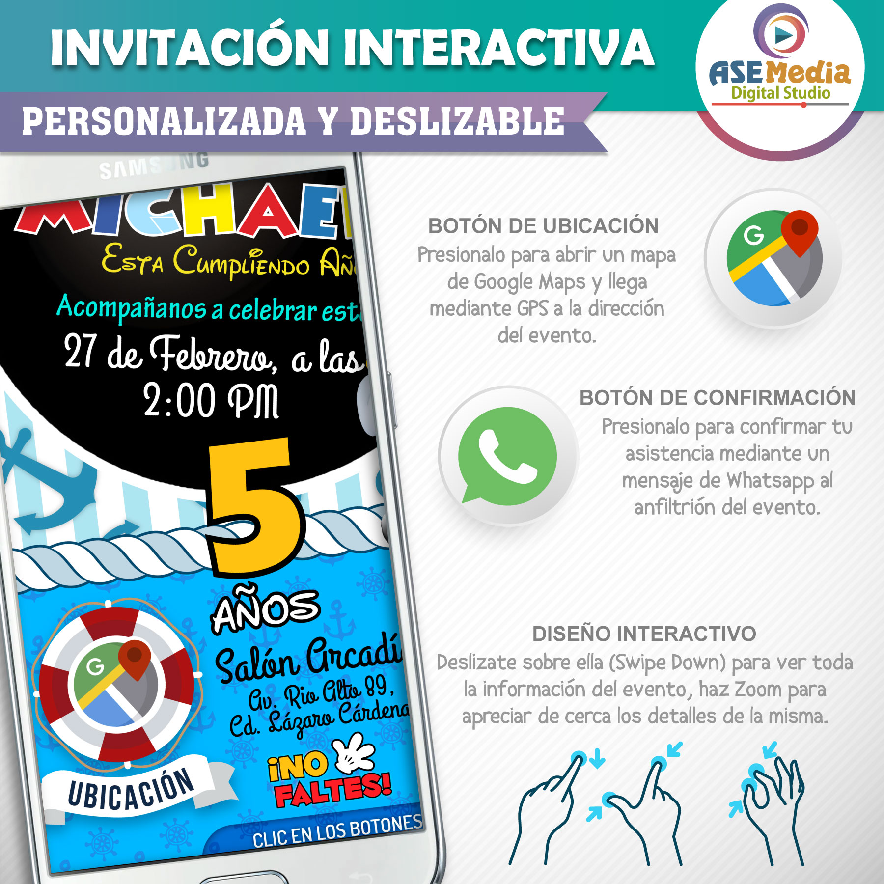 My Hero Academia Izuki Midoriya – Invitación Interactiva de Cumpleaños para WhatsApp