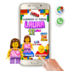 LEGO, Bloques Niña – Invitación Interactiva de Cumpleaños para WhatsApp