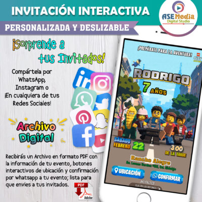 LEGO, Los Vengadores – Invitación Interactiva de Cumpleaños para WhatsApp