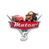 Cars, Rayo McQueen y Mate Logo Personalizado con Nombre para Cumpleaños