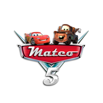 Cars, Rayo McQueen y Mate Logo Personalizado con Nombre para Cumpleaños