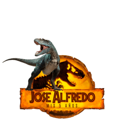 Jurassic World Dominion Dinosaurio Enfrente Logo Personalizado con Nombre