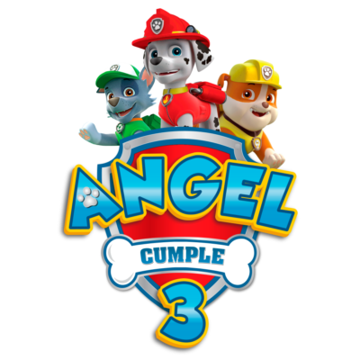 Paw Patrol, Rocky, Marshal y Rubble Logo Personalizado con Nombre