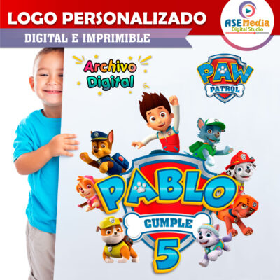 Paw Patrol, Rider Logo Personalizado con Nombre
