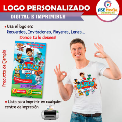 Paw Patrol, Rider Logo Personalizado con Nombre