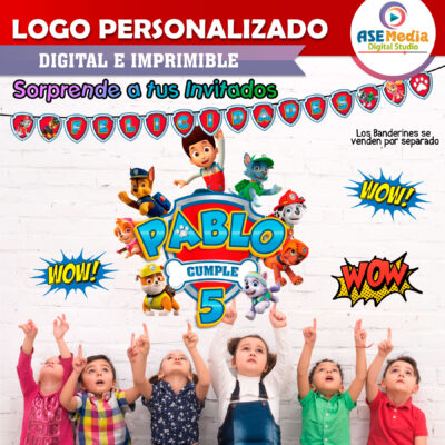 Paw Patrol, Rider Logo Personalizado con Nombre