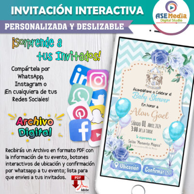 Baby Shower, Caballitos Carrusel – Invitación Interactiva para WhatsApp