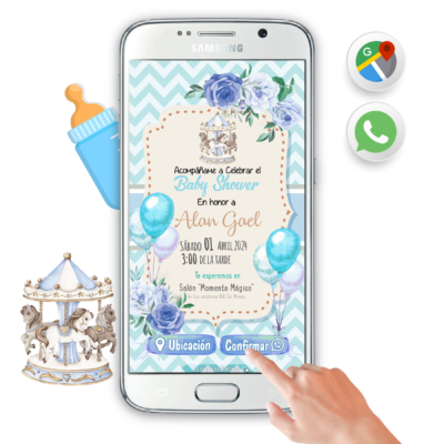 Baby Shower, Caballitos Carrusel – Invitación Interactiva para WhatsApp